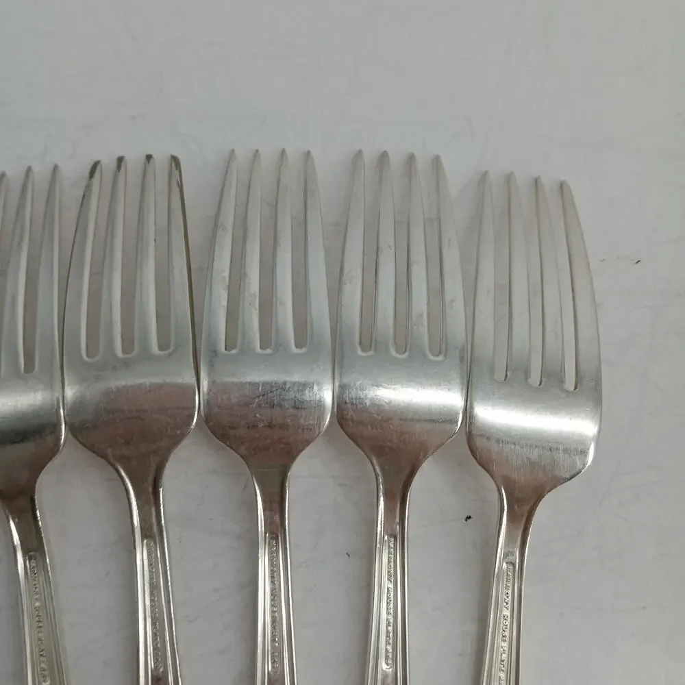8X DF Harmony House by Wallace Serenade Silverplate Flatware Dinner Forks Vtg